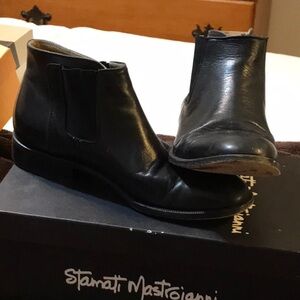 Stamati Mastroianni vintage black leather slip on boots size 7 w men